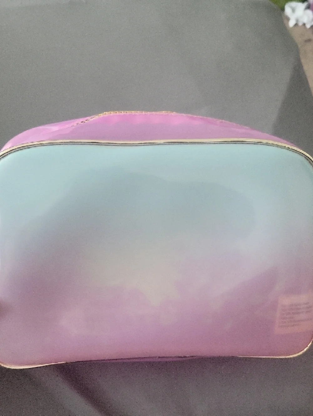 PINK Victoria's Secret Iridescent Lavender-to-Teal Cosmetic Pouch - Picture 2 of 9